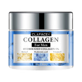 Claface collagen cream for men with blue and silver packaging on a white background