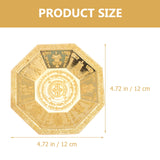 Gold decorative item with measurements on a white background