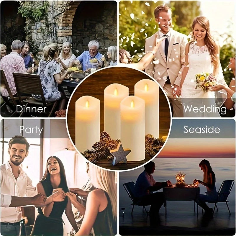 Collage of various social gatherings including dinner, party, wedding, and seaside scenes.
