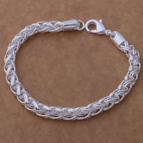 Pulsera de cadena con forma de corazón de plata de ley 925