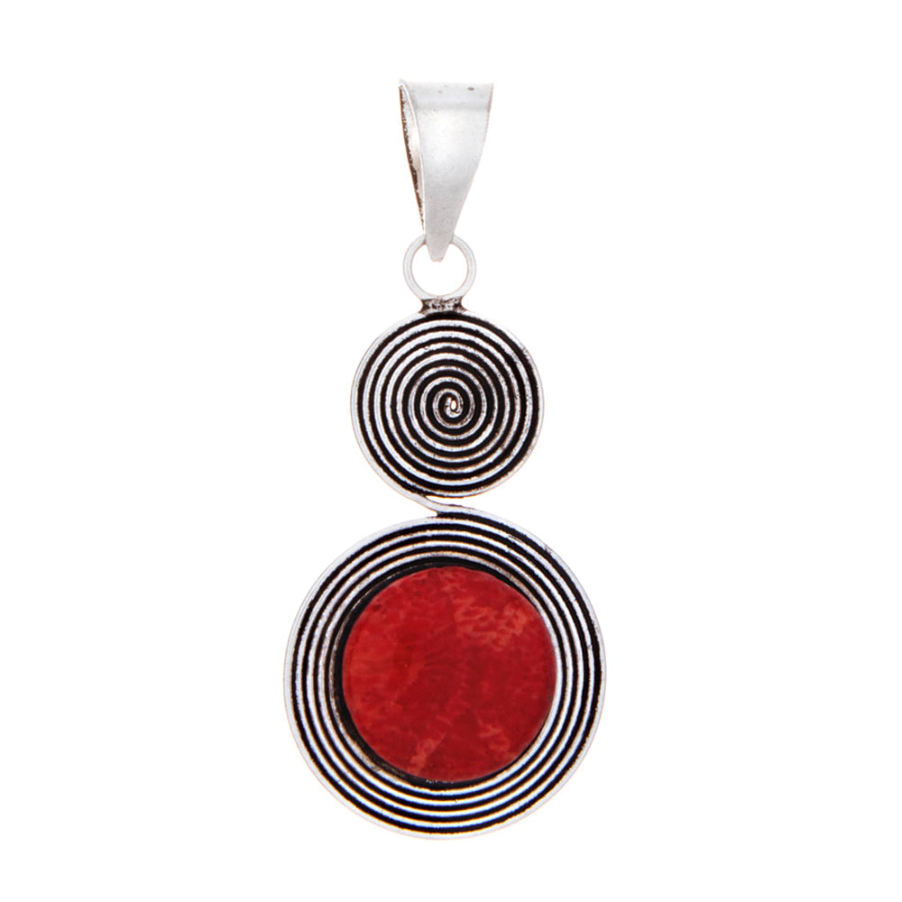 Spiral Red Coral Pendant