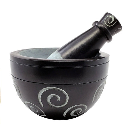 Mortar & Pestle - Spiral Soapstone - Black