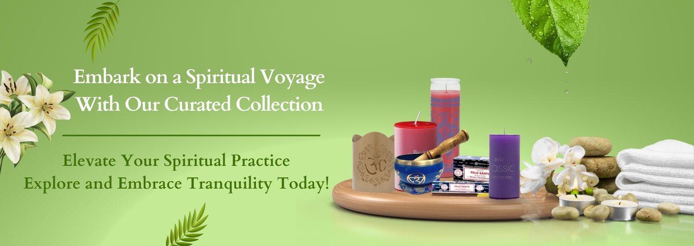 Spa items on a wooden tray with flowers and text on a green background