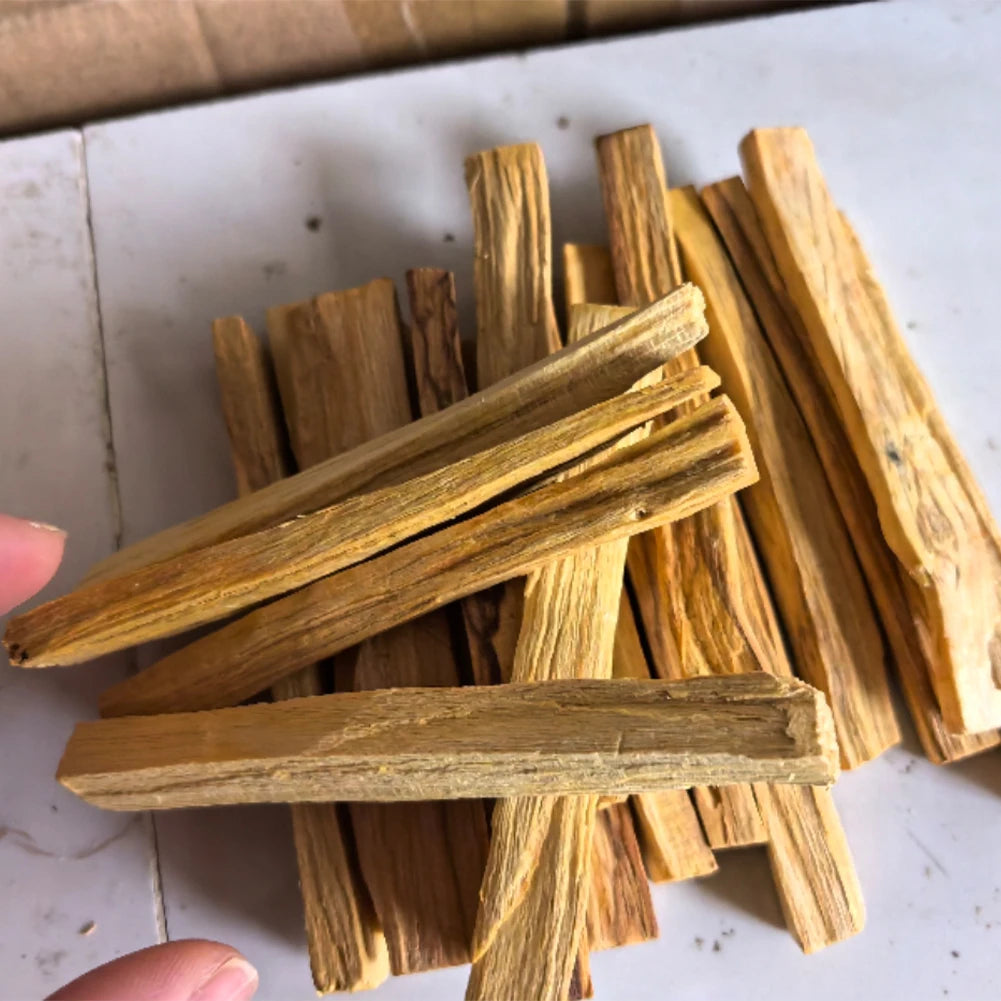 Stack of wooden sticks on a light surface