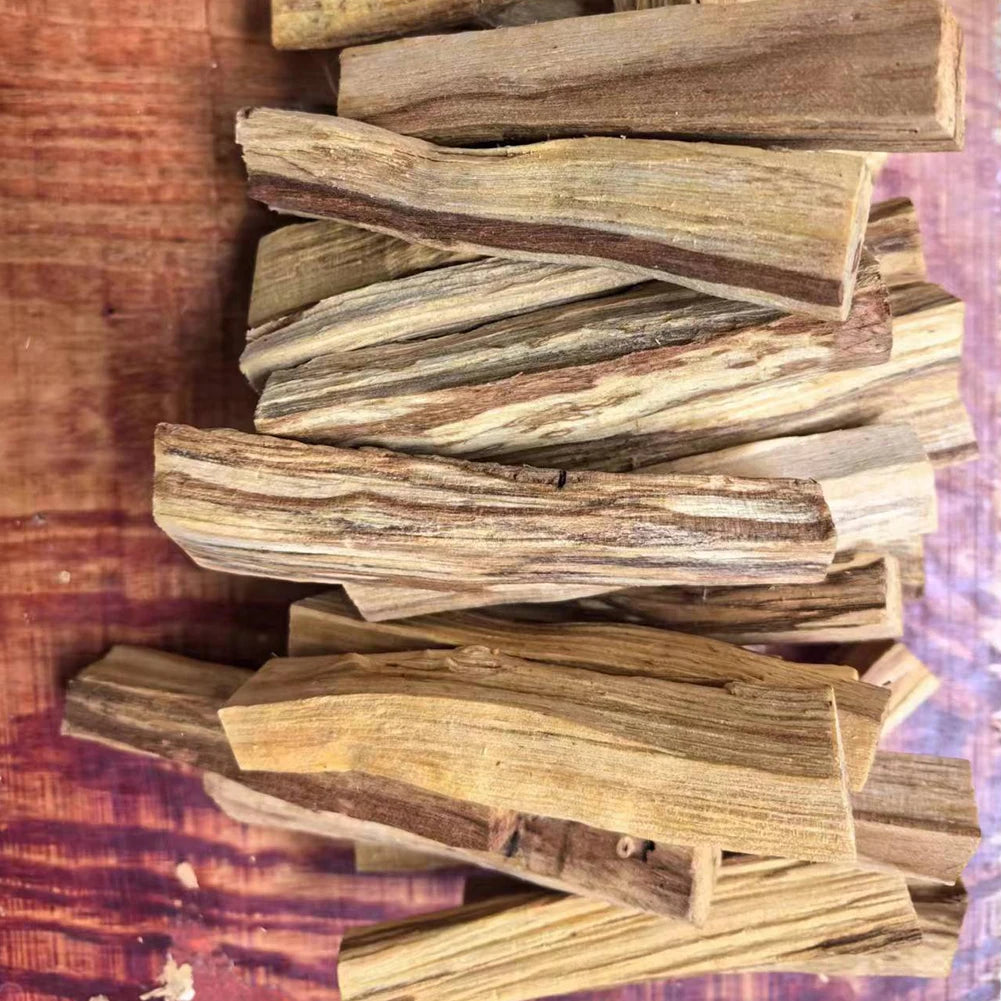 Stack of wooden sticks on a colorful background
