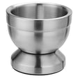 Stainless steel egg cup on a white background