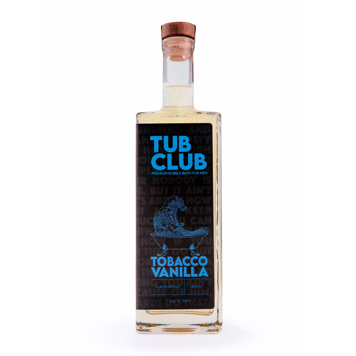 Bottle of Tub Club Tobacco Vanilla on a white background