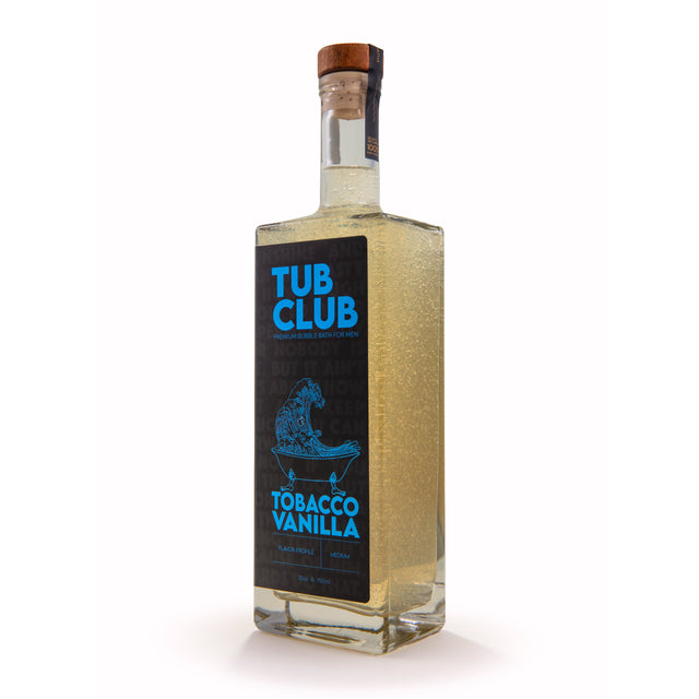 Bottle of Tub Club Tobaccco Vanilla on a white background