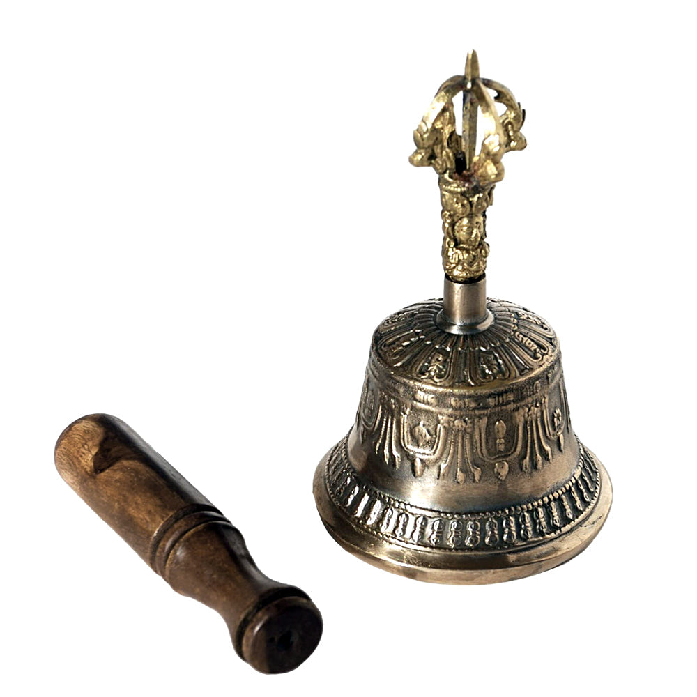 Tibetan Hand Bell with Wooden Striker 5"