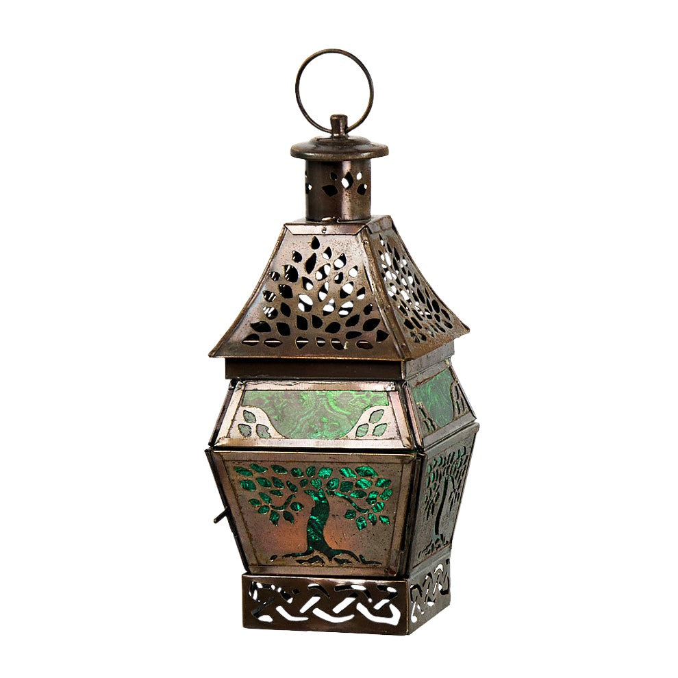 Tree of Life Glass & Metal Lantern