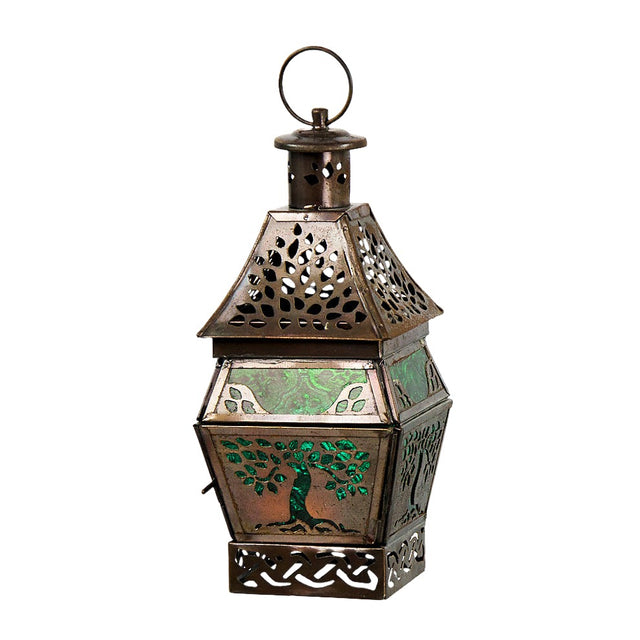 Tree of Life Glass & Metal Lantern