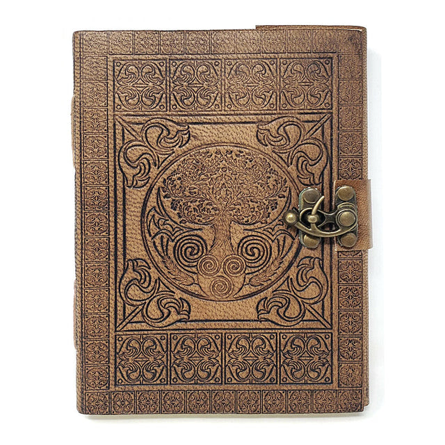 Tree of Life with Celtic Knots Leather Journal with Latch Closure