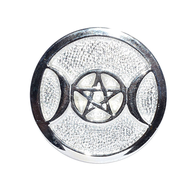 Triple Moon Silver Plated Altar Tile