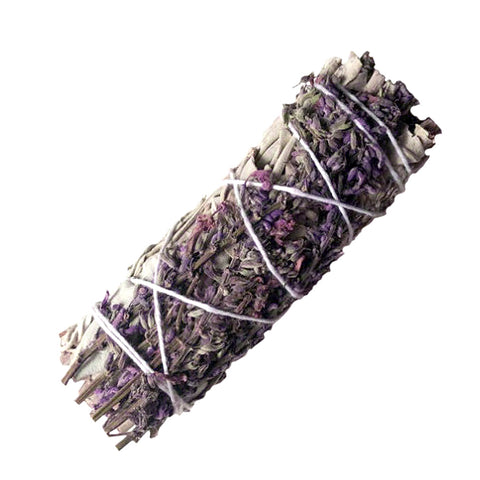 White Sage & Purple "Royal" Lavender Flower Smudge Stick