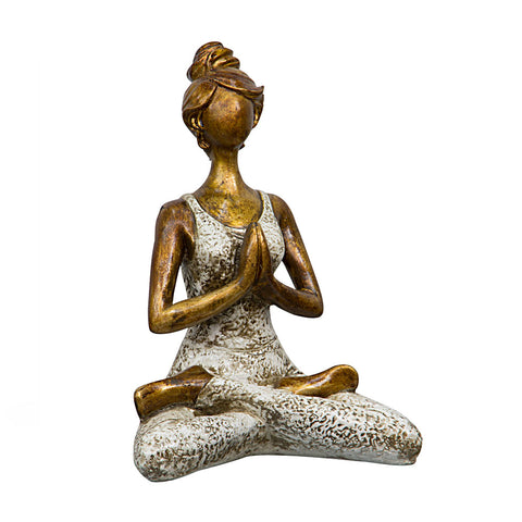 Yoga Sukhasana Pose Statue - White