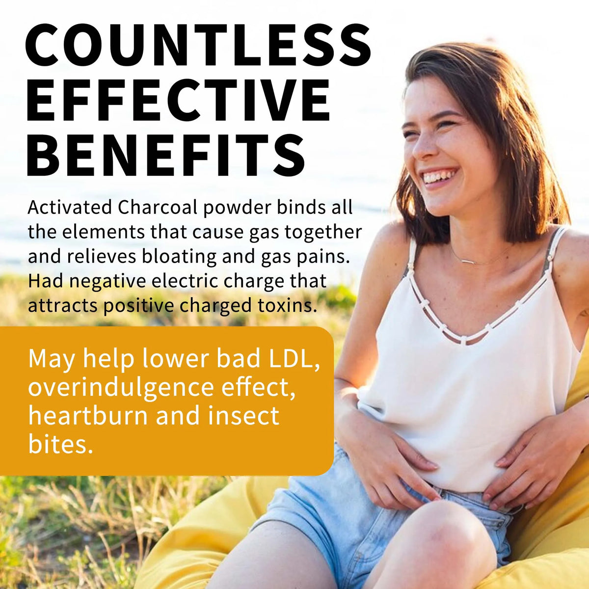 Activated Charcoal capsules bottle for bloating support, digestion, and maintaining digestive wellness.