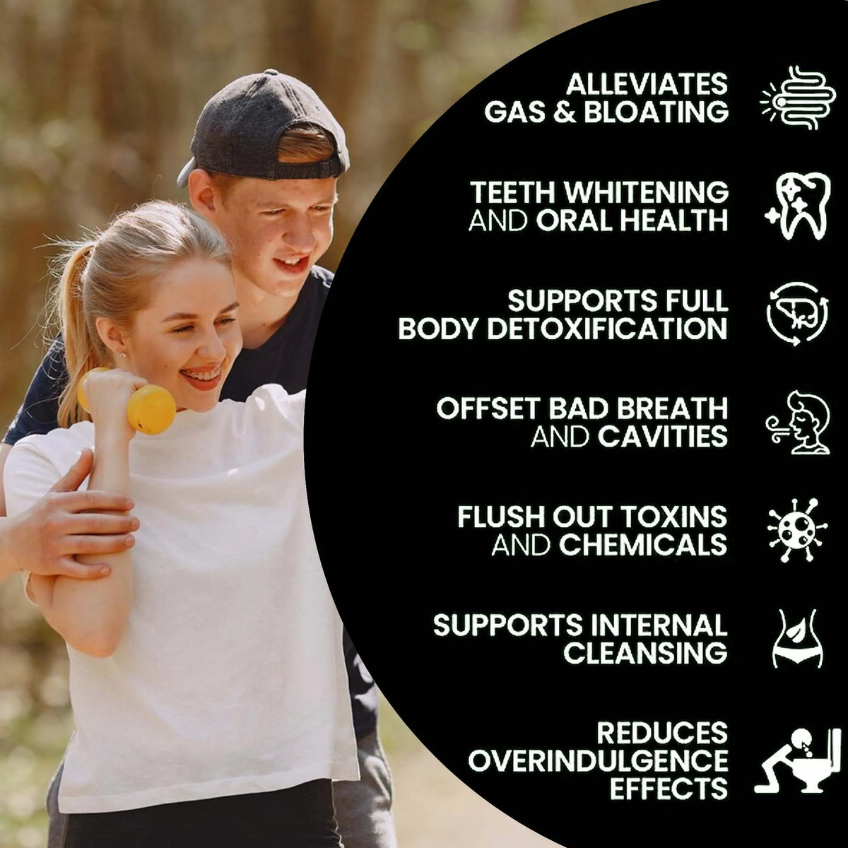 Activated Charcoal gut health capsules bottle for digestive support, stomach wellness, and routine supplement use.