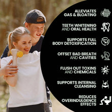 Activated Charcoal gut health capsules bottle for digestive support, stomach wellness, and routine supplement use.
