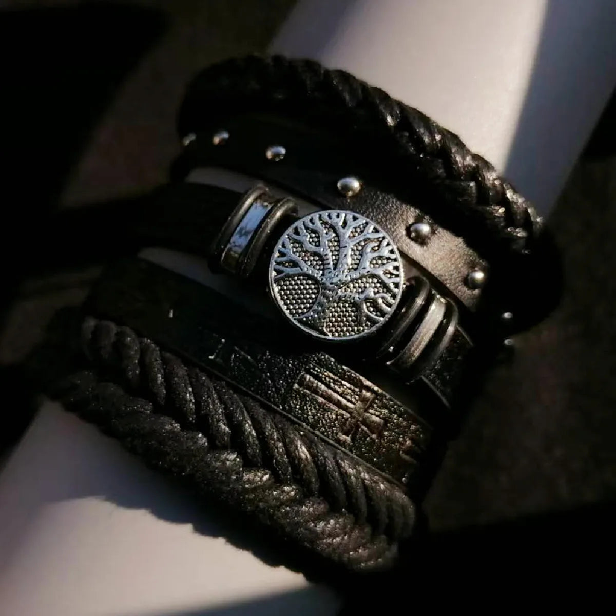 Adjustable leather bead bracelet bundle with handmade wristbands for comfortable everyday wear, layering, and personal style.