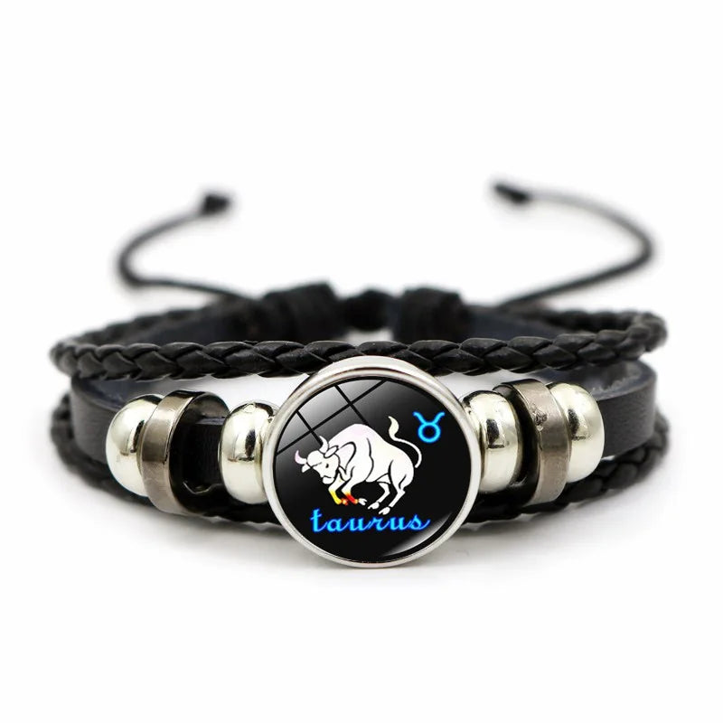 Adjustable leather constellation charm bracelet for comfortable everyday wear, zodiac fashion, and layered jewelry use.