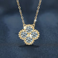 Adjustable moissanite clover necklace with sparkling pendant for everyday wear, gifting, and elegant styling.