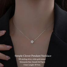 Adjustable moissanite necklace with clover pendant for stacking with other jewelry, gifting, and chic daily use.