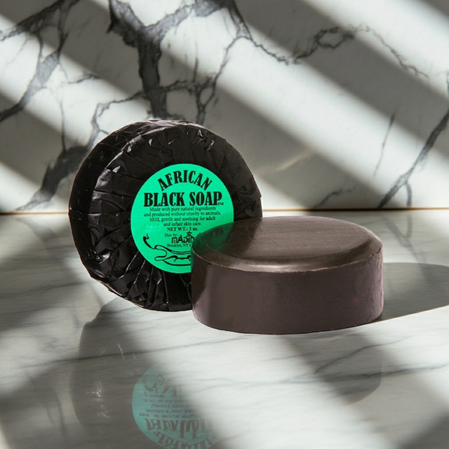 African Black Soap bar for bathing, skin cleansing, and daily skincare use.