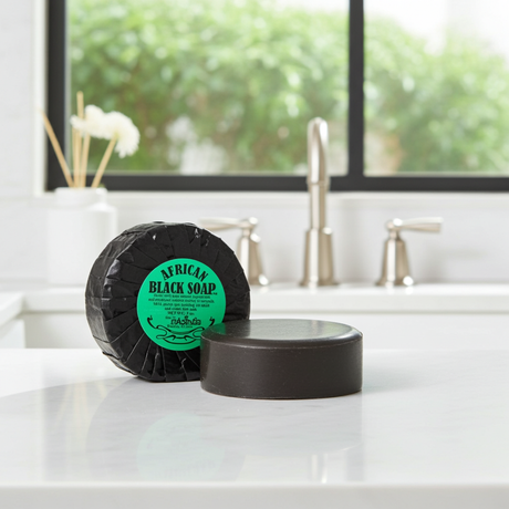 African Black Soap bar for daily cleansing, bathing, and keeping skin clean and refreshed.