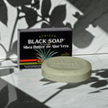 Madina African Black Soap with Shea Butter and Aloe Vera bar for daily cleansing, bathing, and skincare.