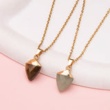 Stainless Steel Adjustable Agate Point Pendant necklace with chain for casual wear, gemstone styling, and outfit coordination.