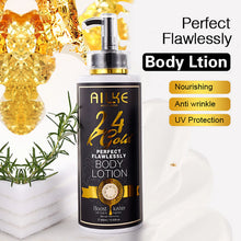 AILKE 24K Gold Collagen Whitening Skincare Set lotion bottle with gold accents and product details.