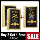 AILKE 24K Gold Soap packaging with buy 2 get 1 free promotional offer on white background.
