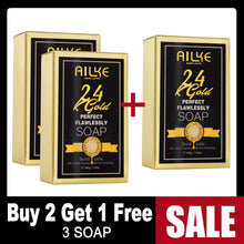 AILKE 24K Gold Soap packaging with buy 2 get 1 free promotional offer on white background.
