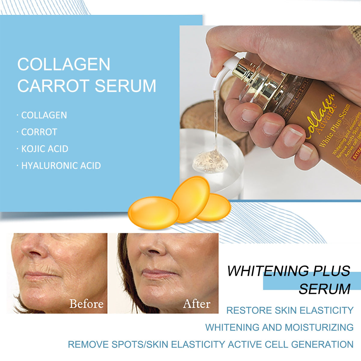 AILKE Bleaching Whitening Anti-Wrinkle Lotion Cream key ingredients including glutathione and niacinamide.