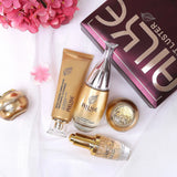 AILKE Collagen Whitening Face Cream Set bottle tube and box with pink flowers on white background.