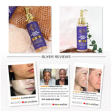 AILKE Dark Spot Remover Whitening Serum packaging with gold pump and purple label showing usage images and reviews.