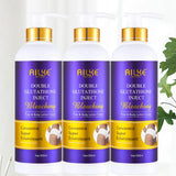 AILKE Double Glutathione Whitening Skin Care Kit three bleaching lotion cream bottles on white background.
