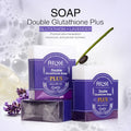 AILKE Double Glutathione PLUS Whitening Soap with lavender packaging on a white background.