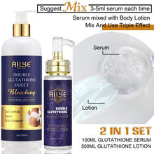 AILKE Double Glutathione Whitening Skin Care cream comparison showing skin tone improvement.