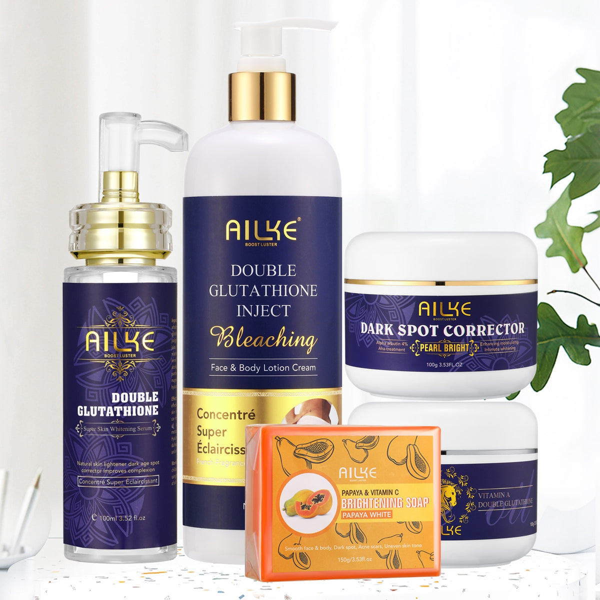 AILKE Double Glutathione Whitening Skin Care cream product front view on white background.