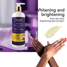 AILKE Double Glutathione Whitening Skin Care cream woman with glowing radiant skin results.
