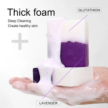 AILKE Double Glutathione PLUS Soap bar creating rich foam lather on hand for deep cleansing.
