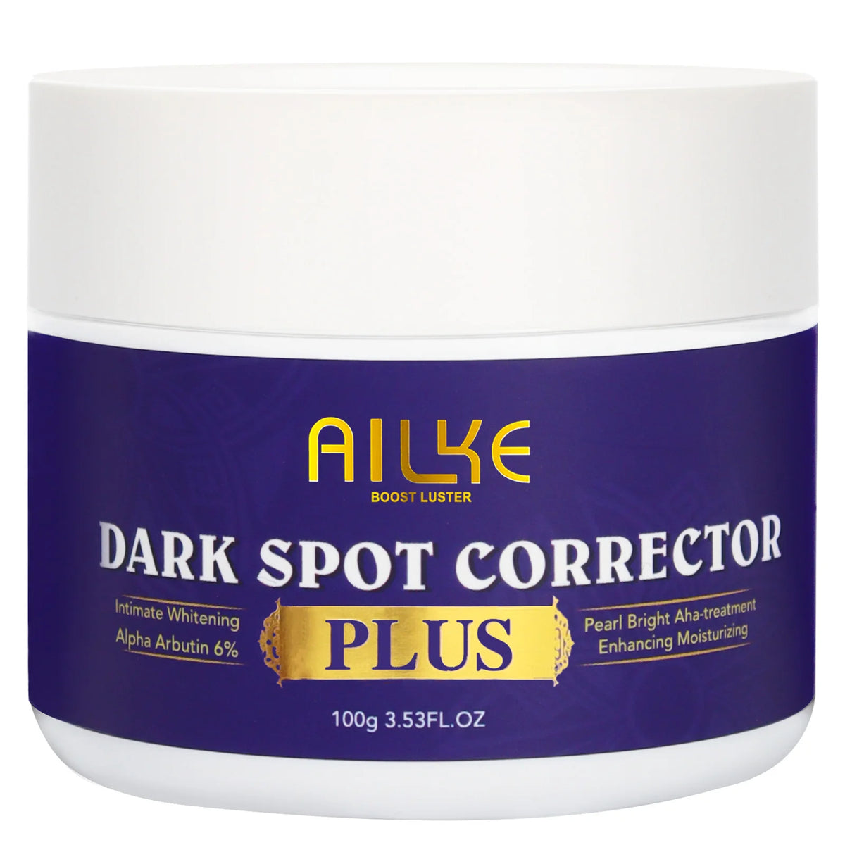 AILKE Glutathione Whitening Cream for Sensitive Areas dark spot corrector cream jar on white background.