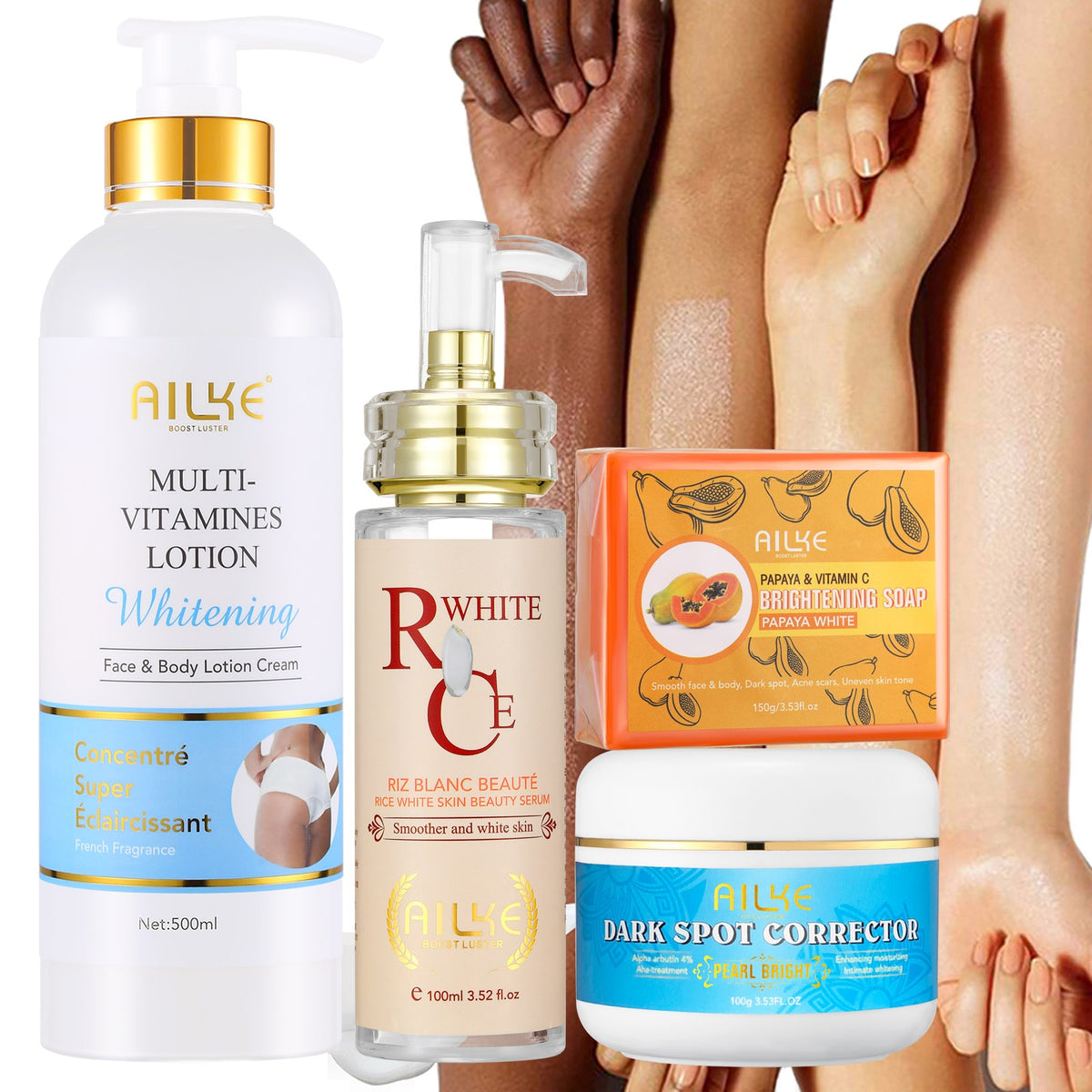 AILKE Multi Vitamin Whitening Body Lotion suitable for all skin types and ages for brightening and even tone.