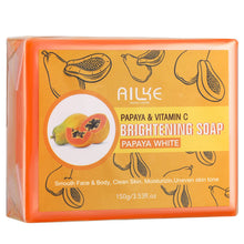 AILKE Organic Papaya Whitening Soap 150g packaging for all skin types brightening and cleansing.