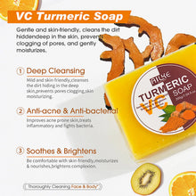 AILKE Natural Turmeric Soap with turmeric, kojic acid and hyaluronic acid ingredients displayed.