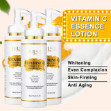 AILKE Vitamin C Brightening and Anti-Aging Skin Care Set three vitamin C essence lotion bottles with benefits display.