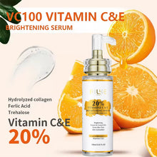 AILKE Vitamin C Brightening and Anti-Aging Skin Care Set vitamin C serum with orange botanicals on beige background.