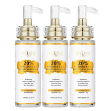 AILKE Vitamin C Brightening and Anti-Aging Skin Care Set three vitamin C and E brightening serum bottles on white background.