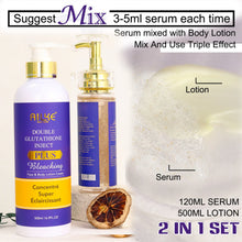 AILKE Whitening and Anti-Aging Face Serum and lotion set with bottle labels and product details.